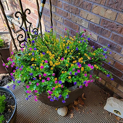 12 Bundles Outdoor Artificial Fake Flowers UV Resistant No Mixcolor 12 Bundles