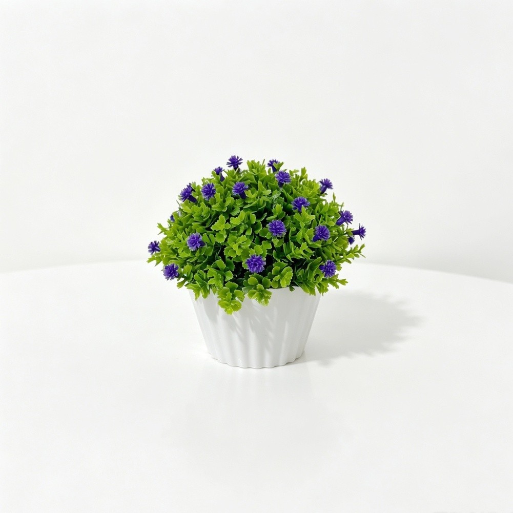 Artificial Mimosa Gypsophila Half Bonsai in Pot for Living Room Bedroom Decor