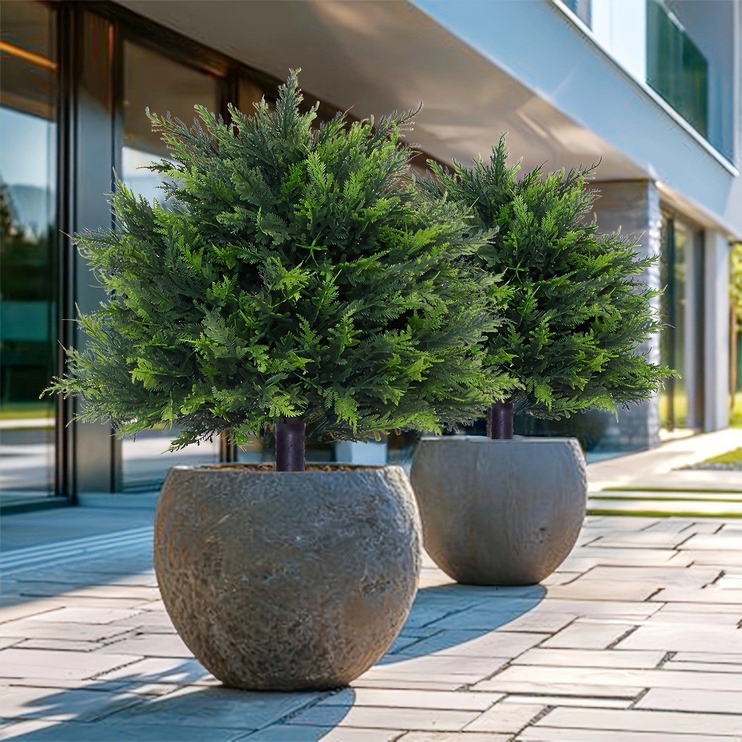 2Pcs 23.6″ Faux Cypress Topiary Tree Artificial for Indoor Outdoor Garden Decor