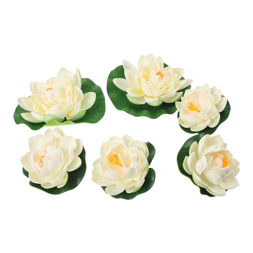 6Pcs Reusable Foam Lotus Flowers Floating Water Lily Pads for Garden Pond Decor