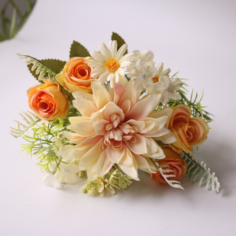 Dahlia Rose Chrysanthemum Simulation Bouquet Silk Flower Bride Wedding Props DIY