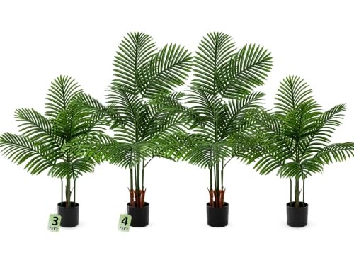 Artificial Palm Trees 4 Pack 3Ft 4Ft Faux Areca Palm Plants