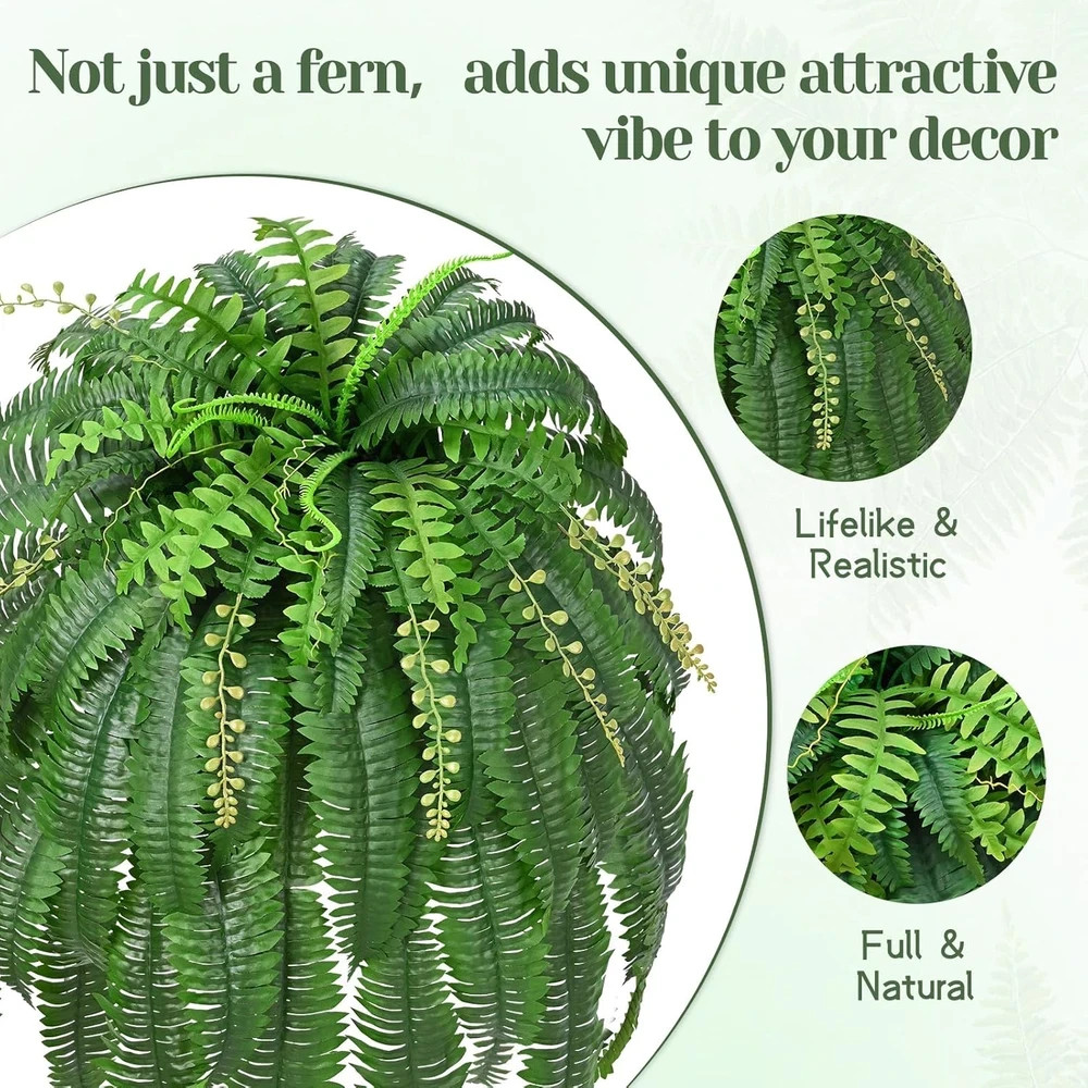 2 Pcs 67″ Fake Ferns Large Artificial Plants Outdoor, Artificial Ferns for Outdo