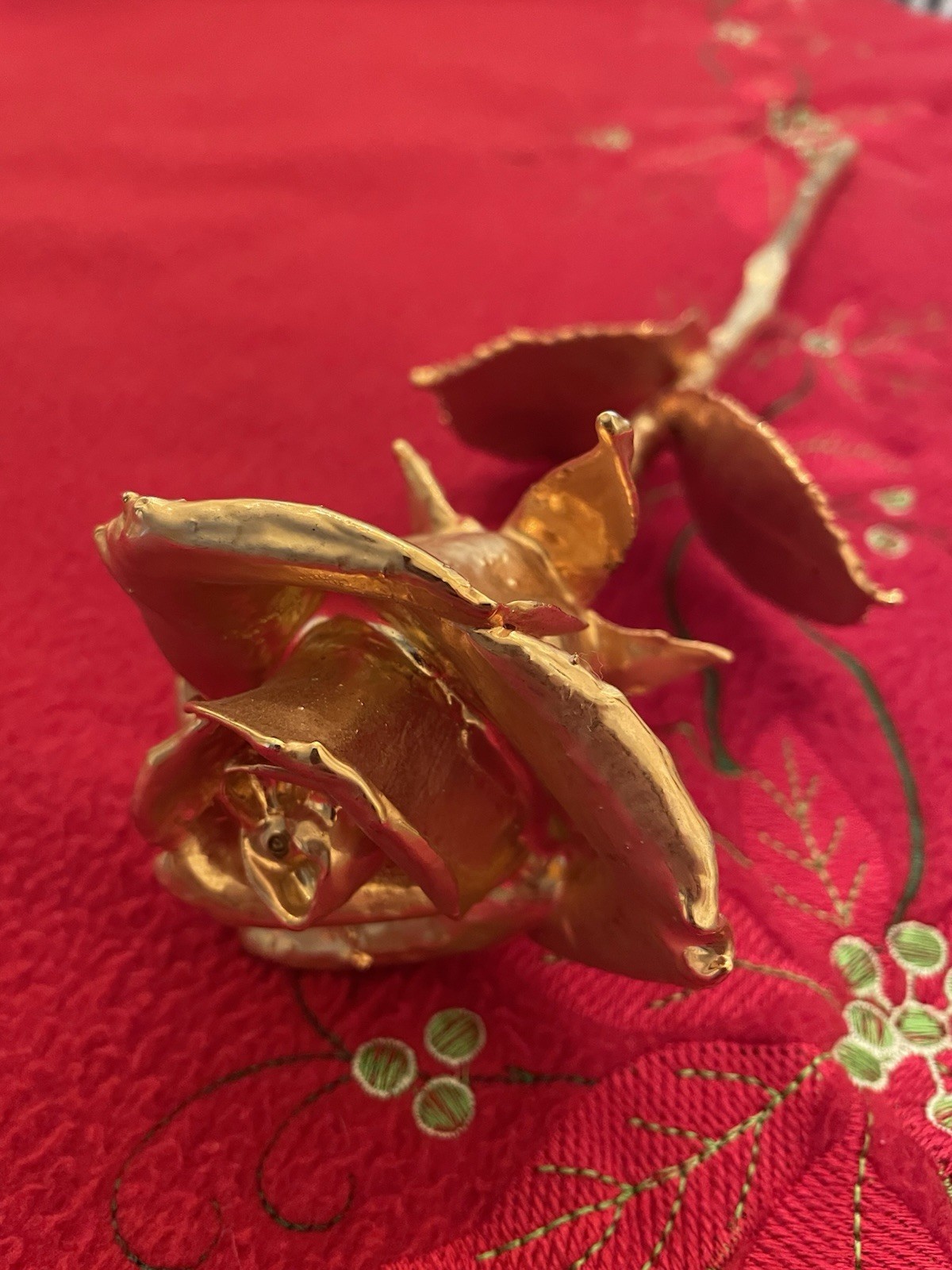 24k Gold Dipped Real Rose Preserved Forever Flower Solid Gold Color