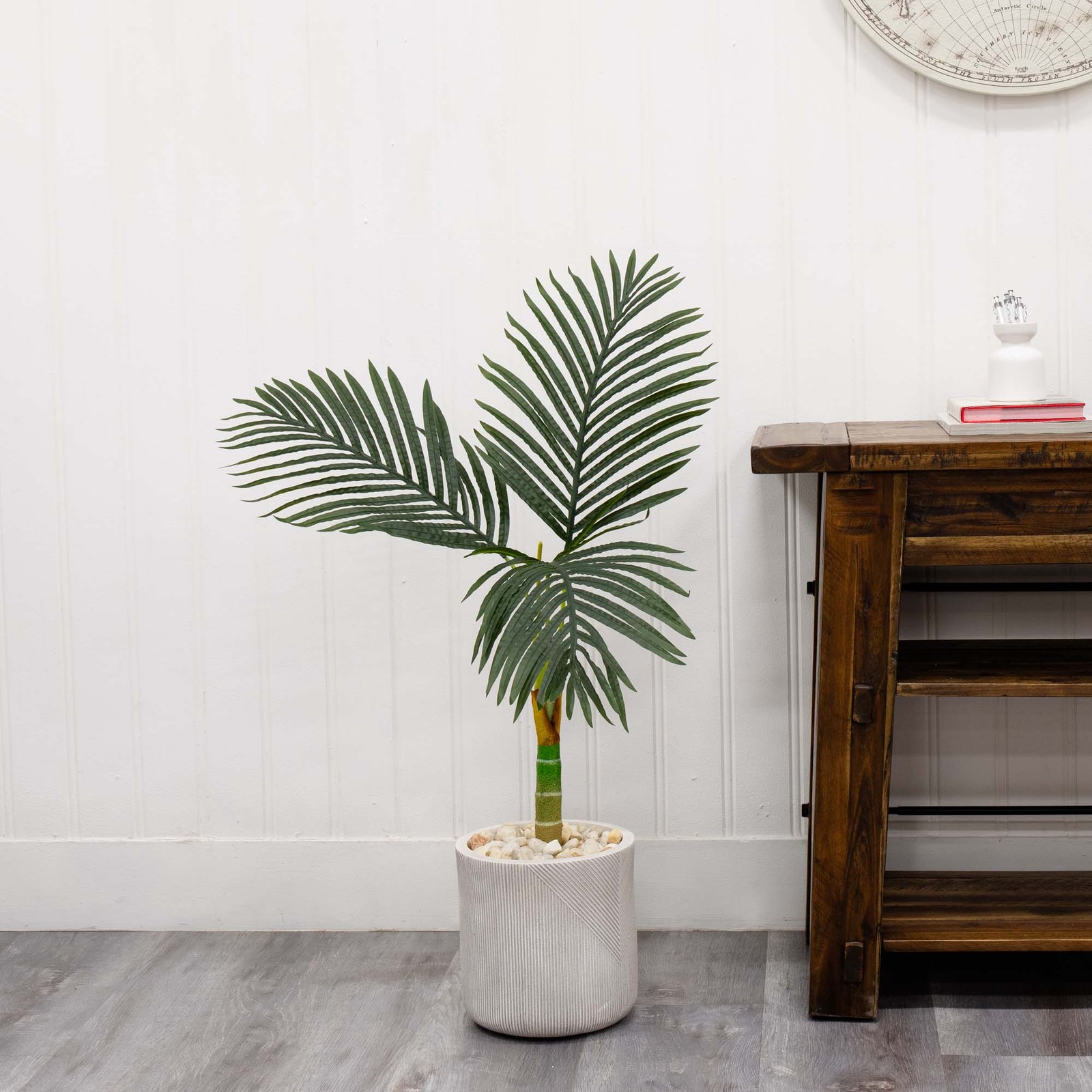 Nearly Natural 3ft Artificial Golden Cane Palm Tree (No Pot) in Green