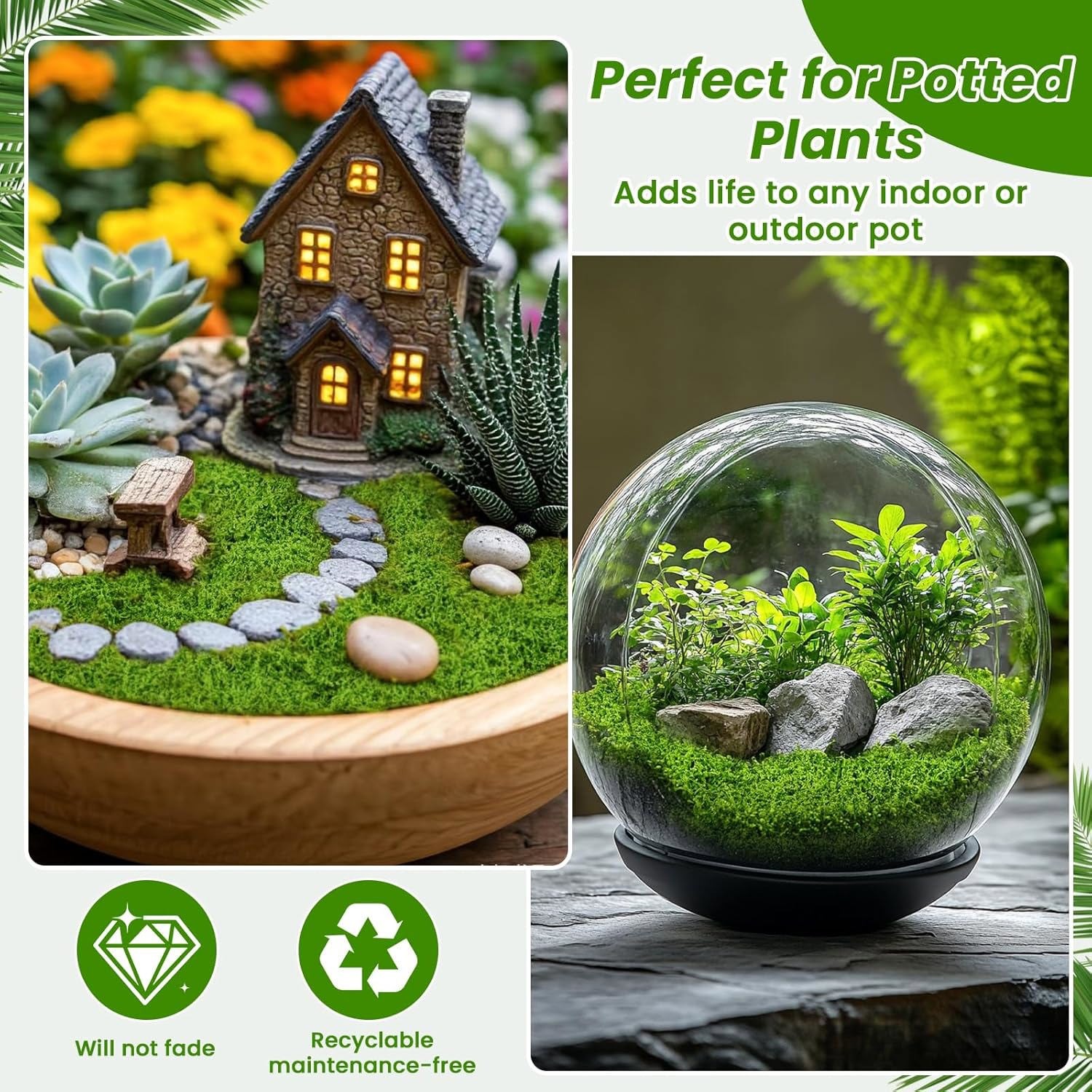 300g Artificial Moss Fake Green Plant Simulation Grass Centerpiece Decor For DIY