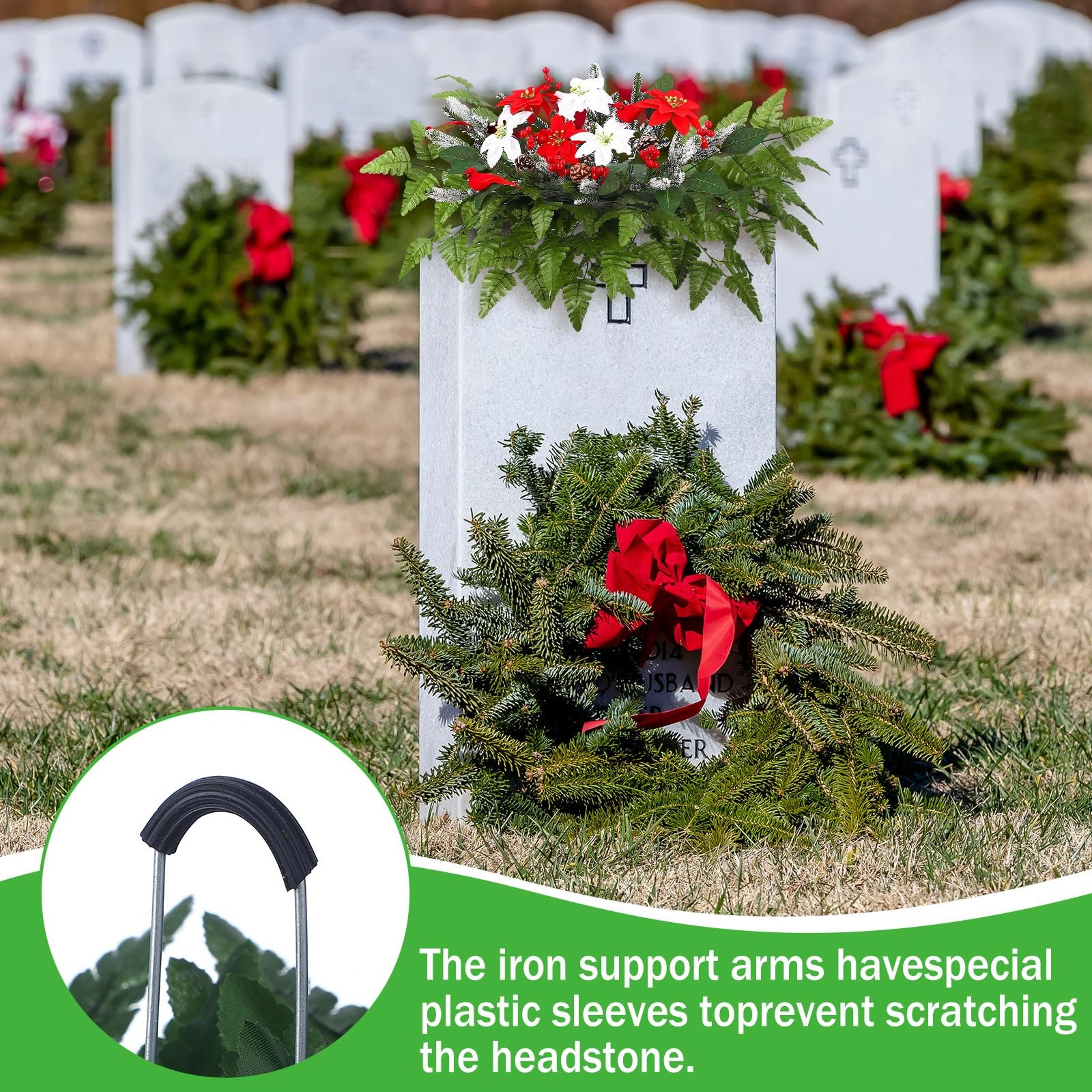 70 Pcs Artificial Christmas Cemetery Flowers Headstone Flower Saddle Artifici…