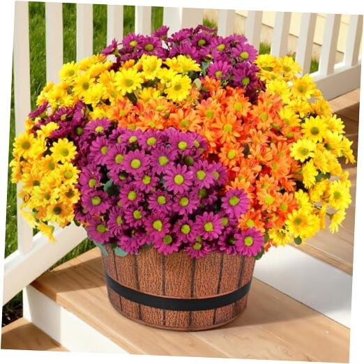 Artificial Flowers Daisy for Outdoor Indoor 12 3 Mix Color(yellow Orange Red)
