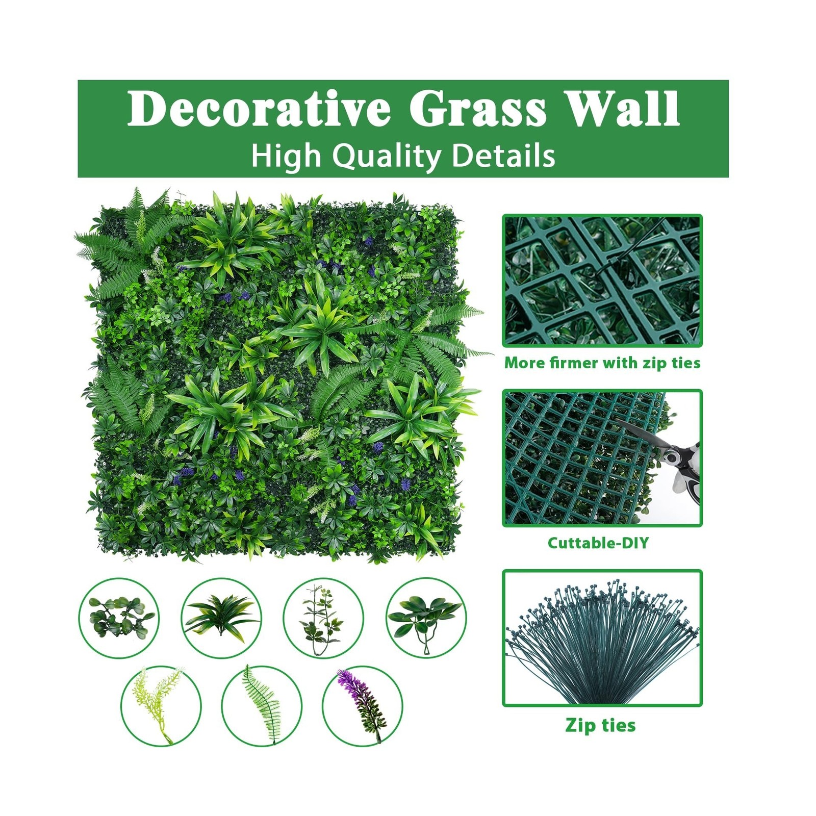 12pcs 20”x20” Grass Wall Panels, Artificial Hedge Panels Greenery Wall, UV …