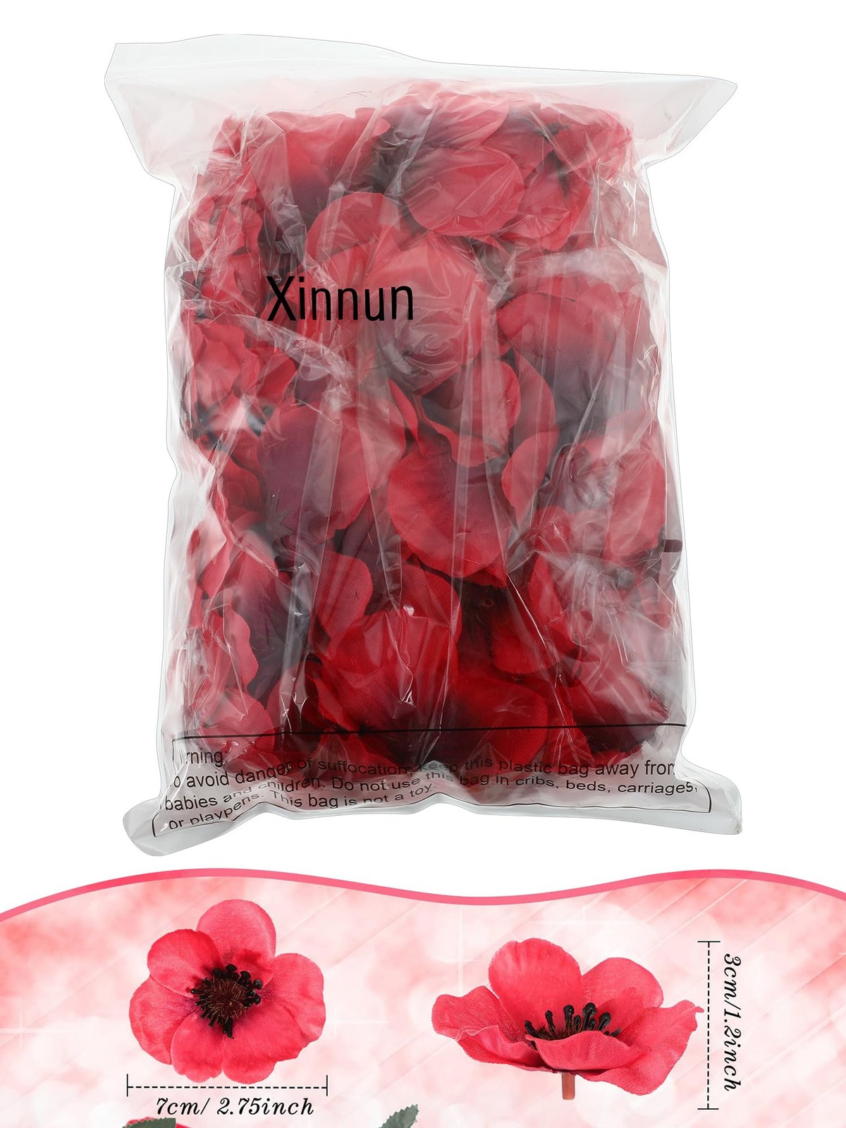 60 Pieces Artificial Poppies Flowers Red Poppy Artificial Silk Faux Stemless …