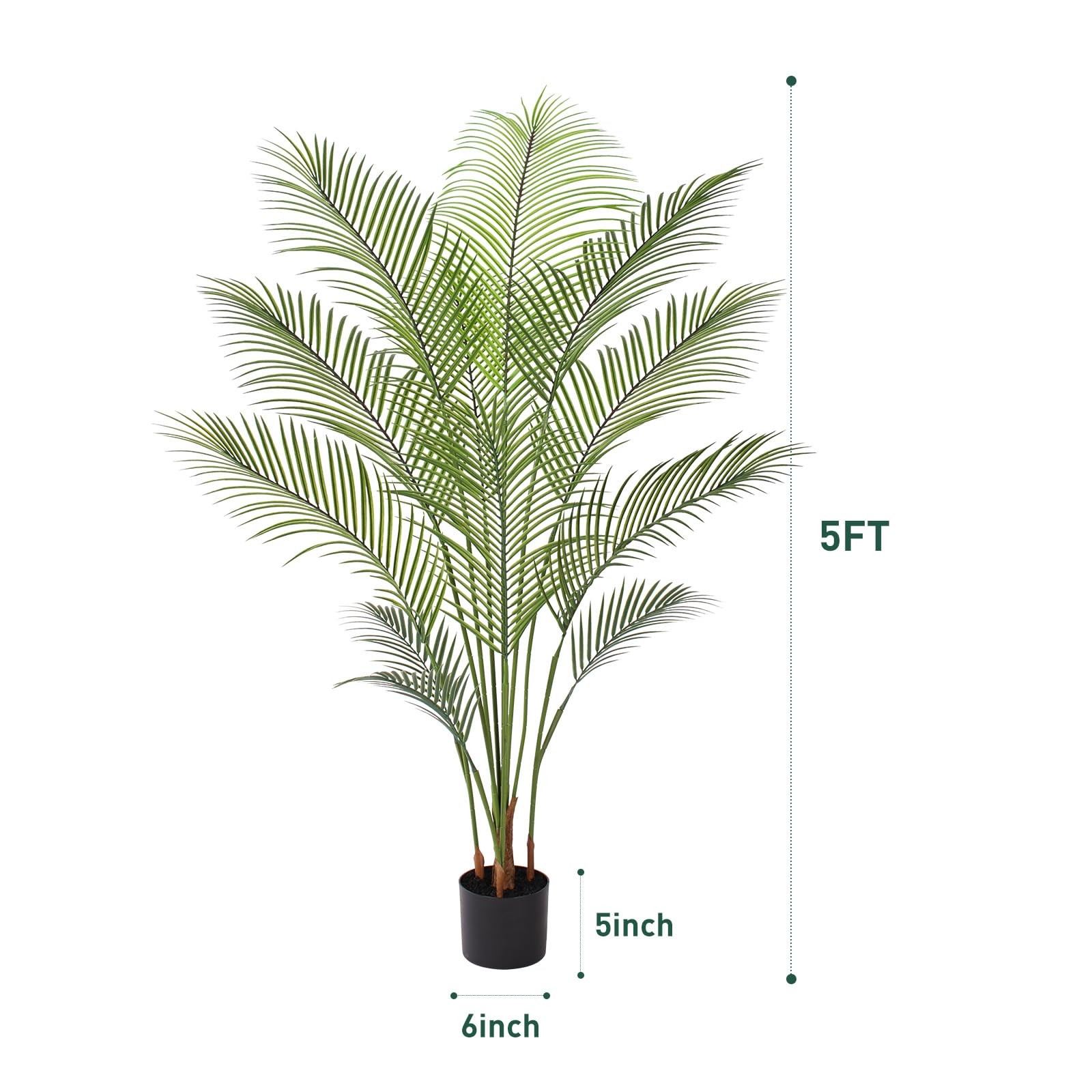 Artificial Golden Cane Palm Tree 5FT Tall Faux Palm Tree Fake Plants Faux Tro…