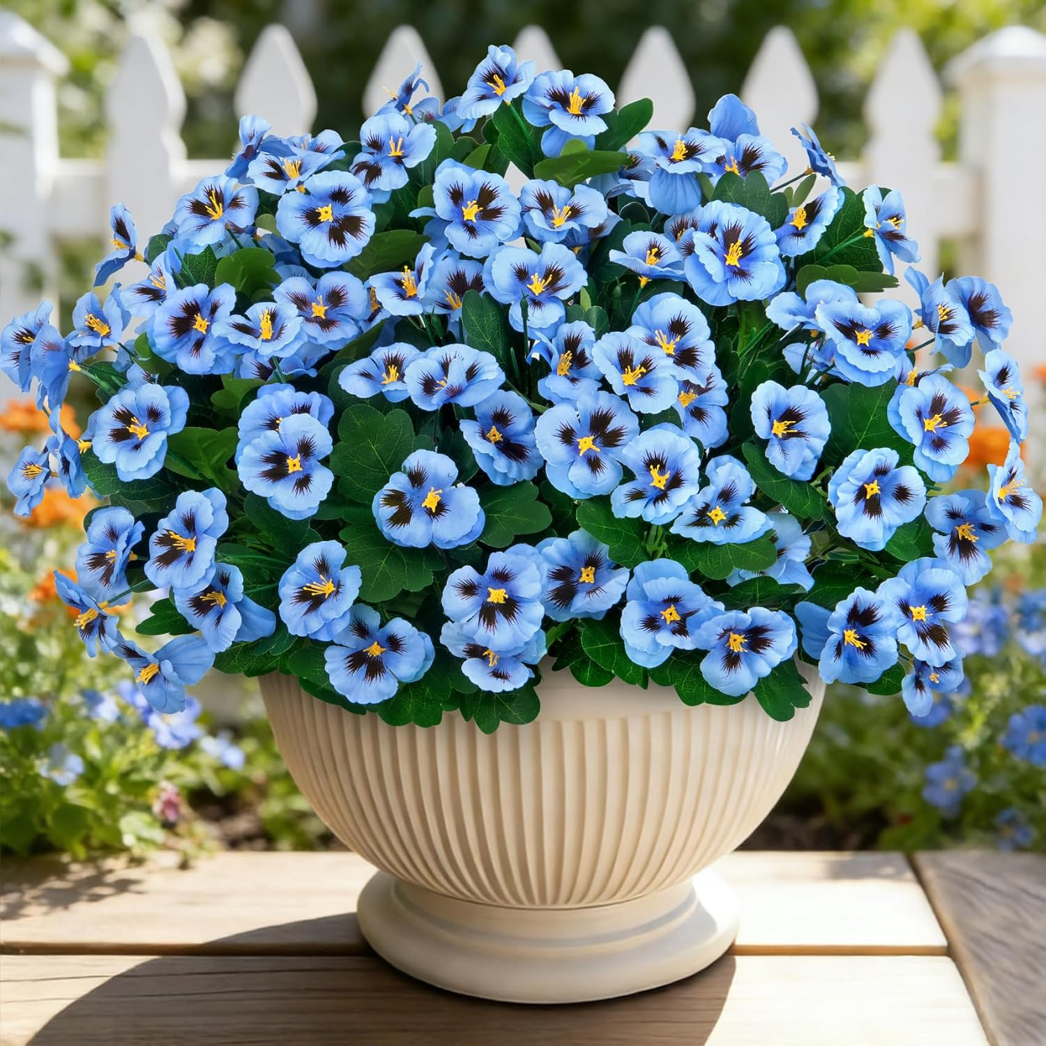 Ouddy Decor 15 Bundles Artificial Flowers for Outdoors, 15″ Fake Pansies Silk Fl