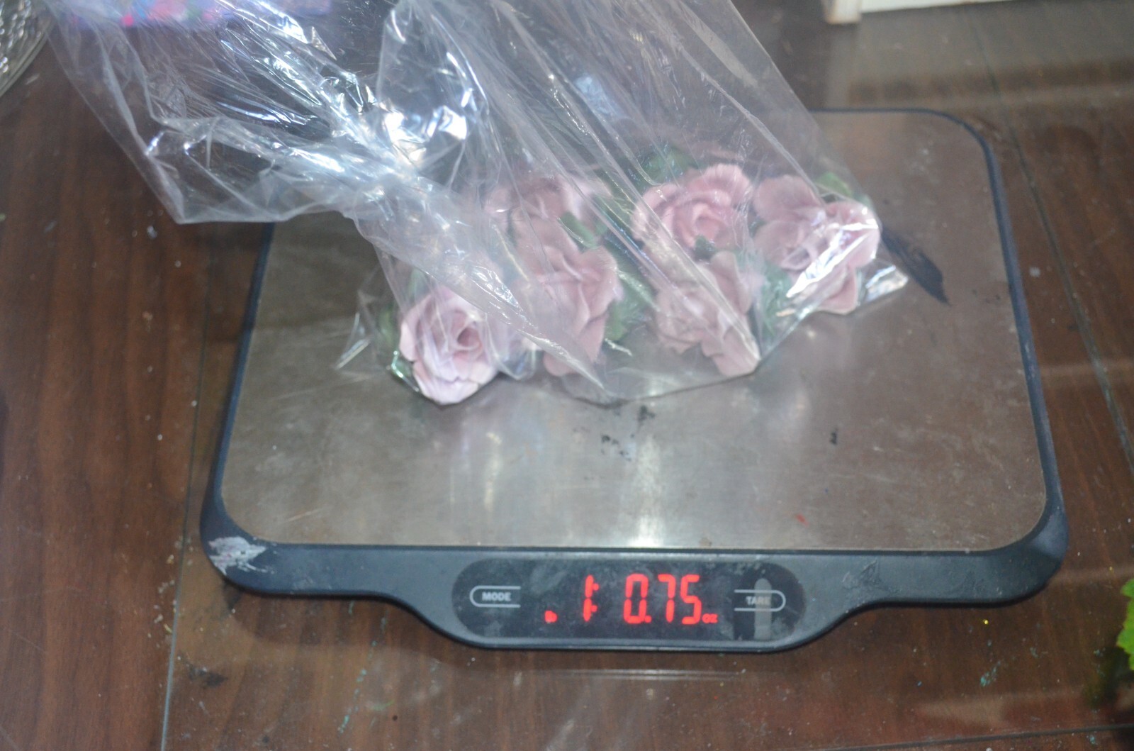 Faux Pink Roses Lot of 7 Unknown Hard Material China