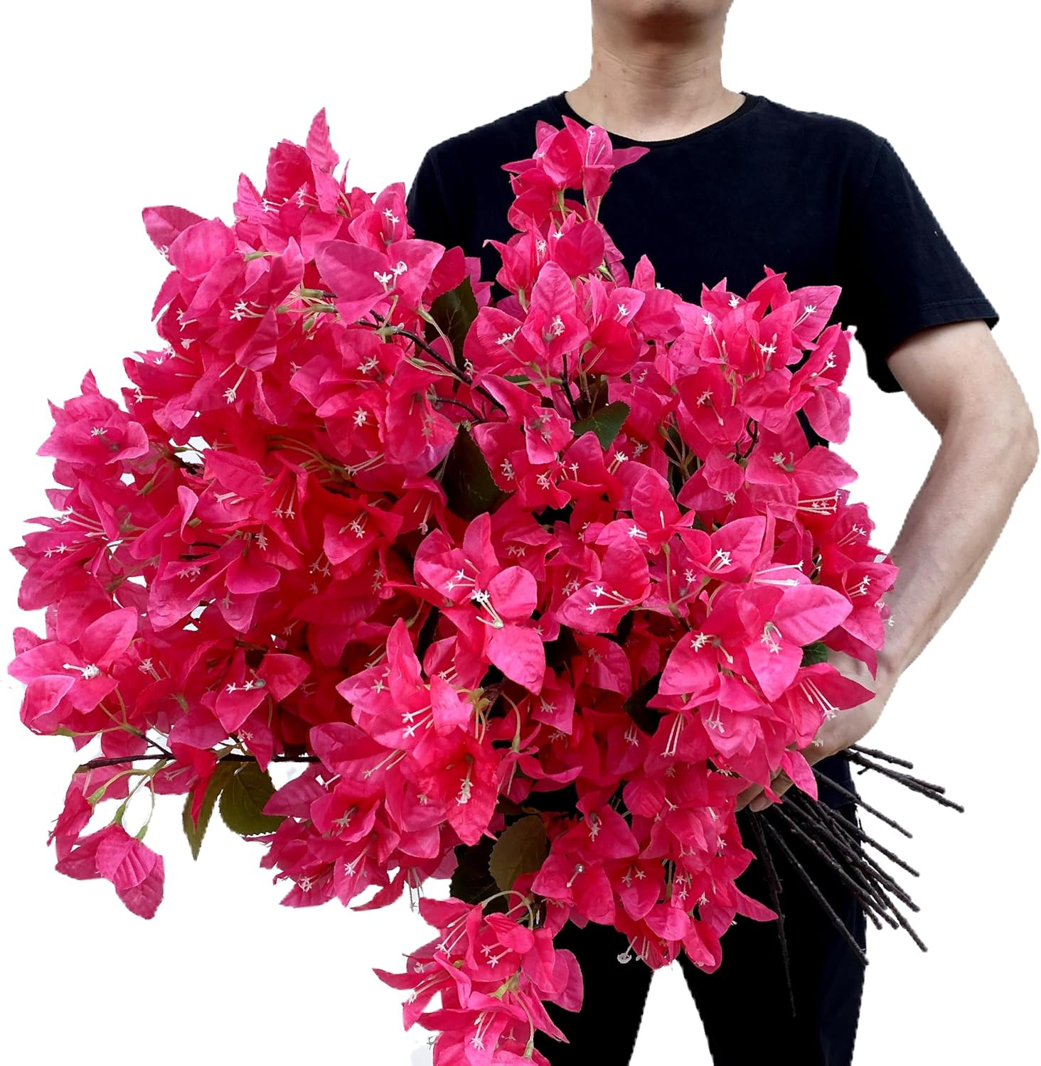 16 Pack Fuchsia Artificial Bougainvillea Flower Stems for Home & Events