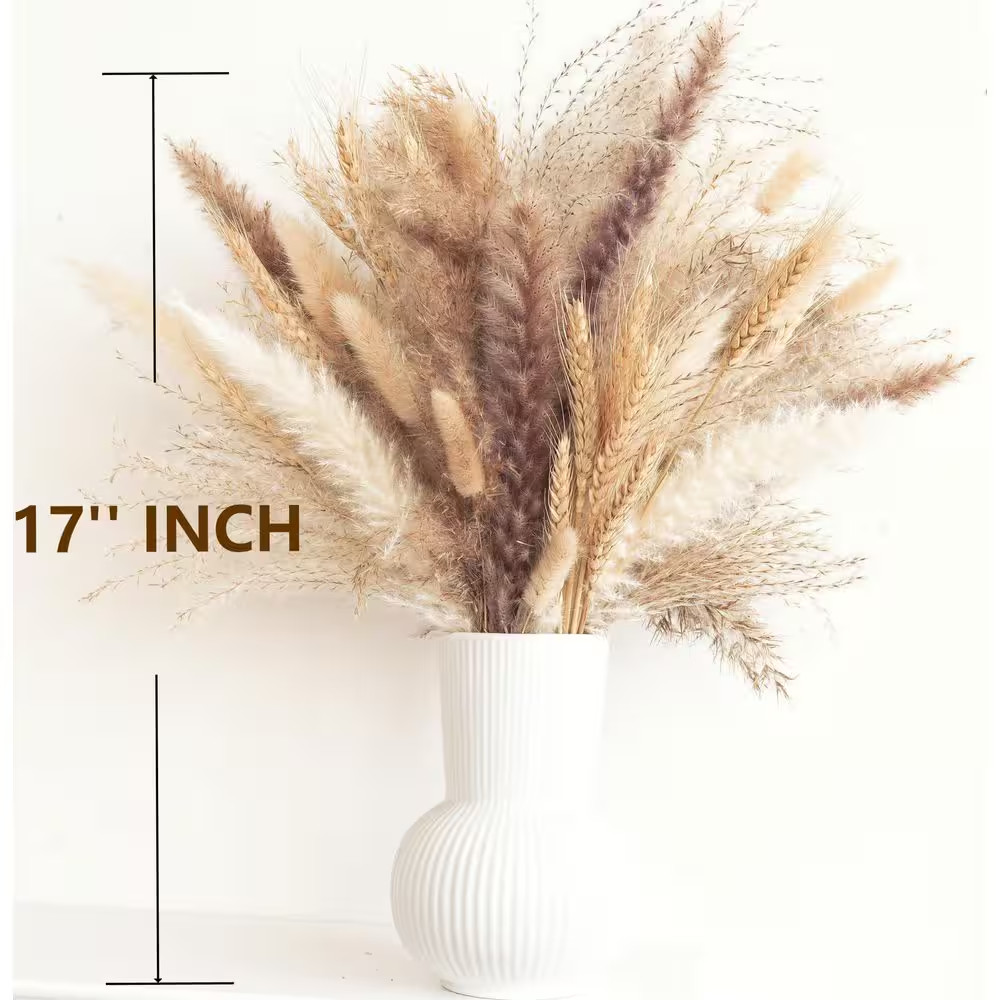 2.7 In. Natural Dried Wheat Pampas Grass Artificial Plant Beige Fall Floral Arra