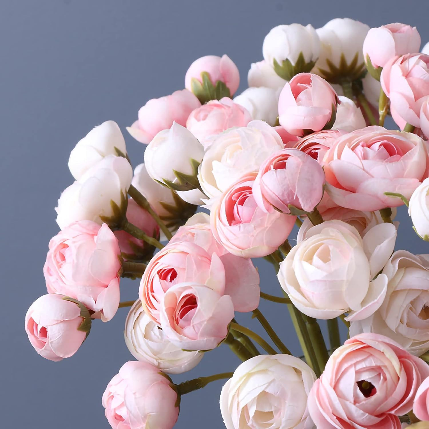 18 Pcs Artificial Silk Rose Flowers Persian Ranunculus Bouquet Asian Buttercup,S