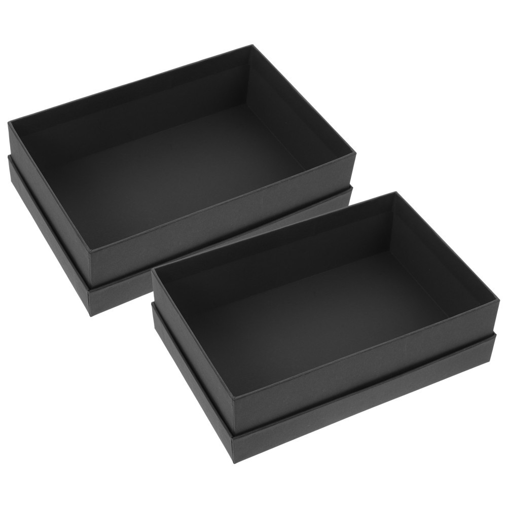 2Pcs Reusable Kraft Paper Rectangle Gift Boxes Black for Party Valentine Floral