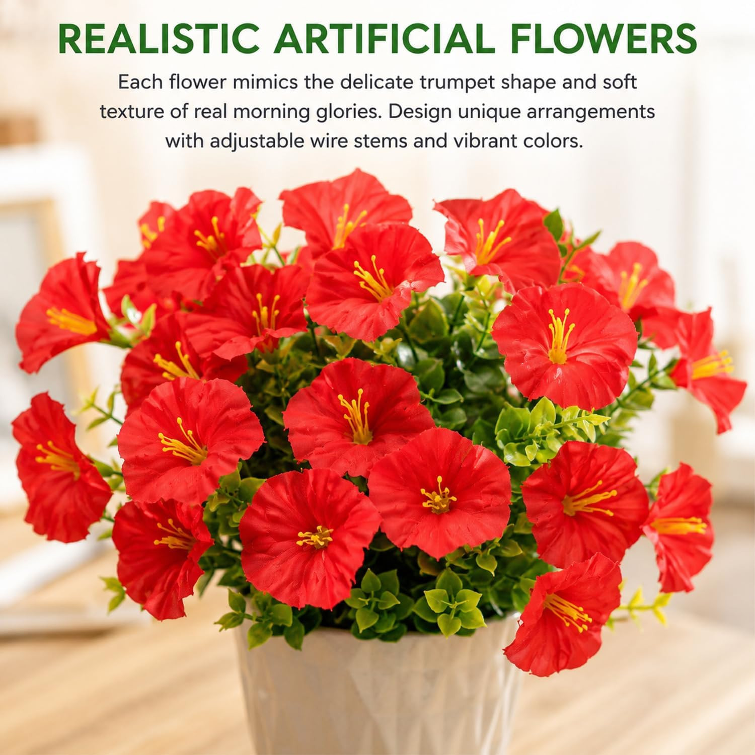 24 Bundles Artificial Flowers for Outdoors UV Resistant, Fake Silk Flowers for O