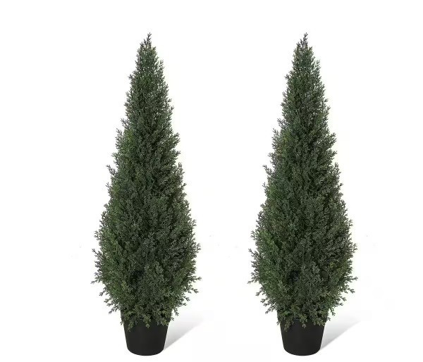 Garvee 2-Pieces 3 ft. Artificial Cedar Topiary Trees for Home Decor