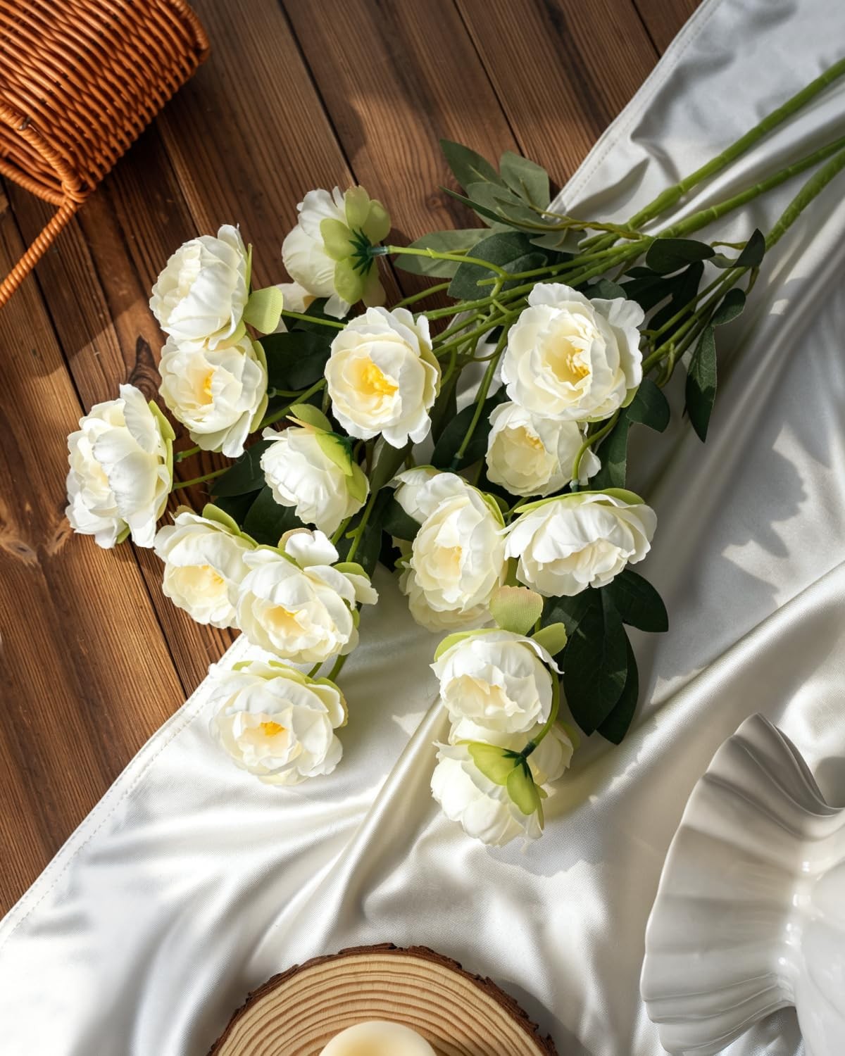 Faux Silk Peony Artificial Flowers for Vase, 6PCS Long Stem Fake Peonies with…