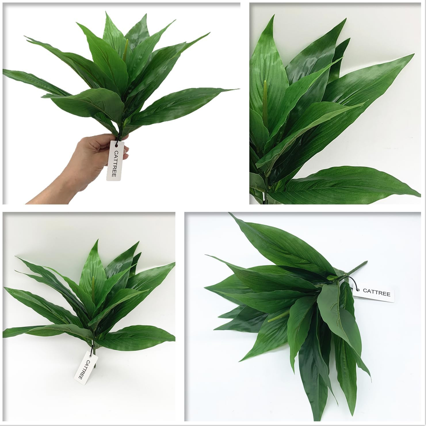 CATTREE Artificial Plants Outdoor Decor, Fake Plant Shrubs Faux Grass Plastic Le
