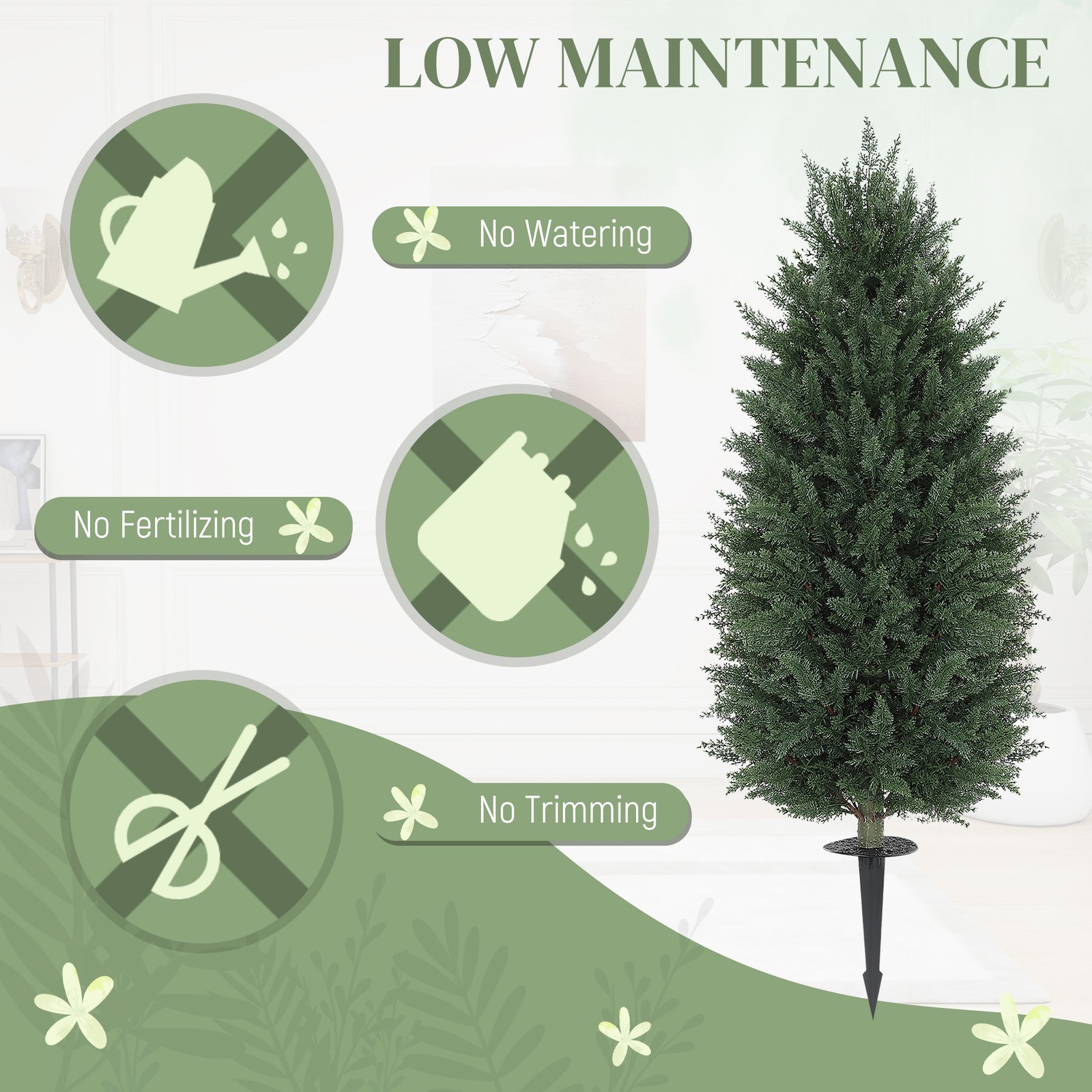 HOMCOM Artificial Cedar Trees Set of 2, 43.3″, Used