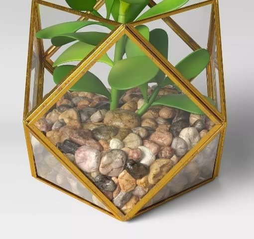 (2 PACK) 5″ x 4″ Artificial Succulent Plant with Brass Terrarium – Opalhouse