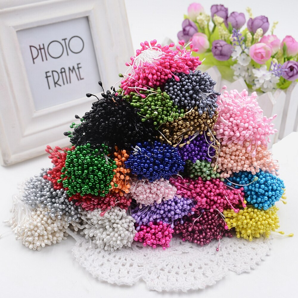 Multicolor Double Pointed Pearl Pistils Handmade Wedding Party Decorations DIY