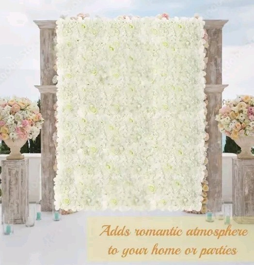 Omldggr White Rose Wall, 8 Pack 12 x 16″ White Flower Wall Decor, 3D Silk Artifi