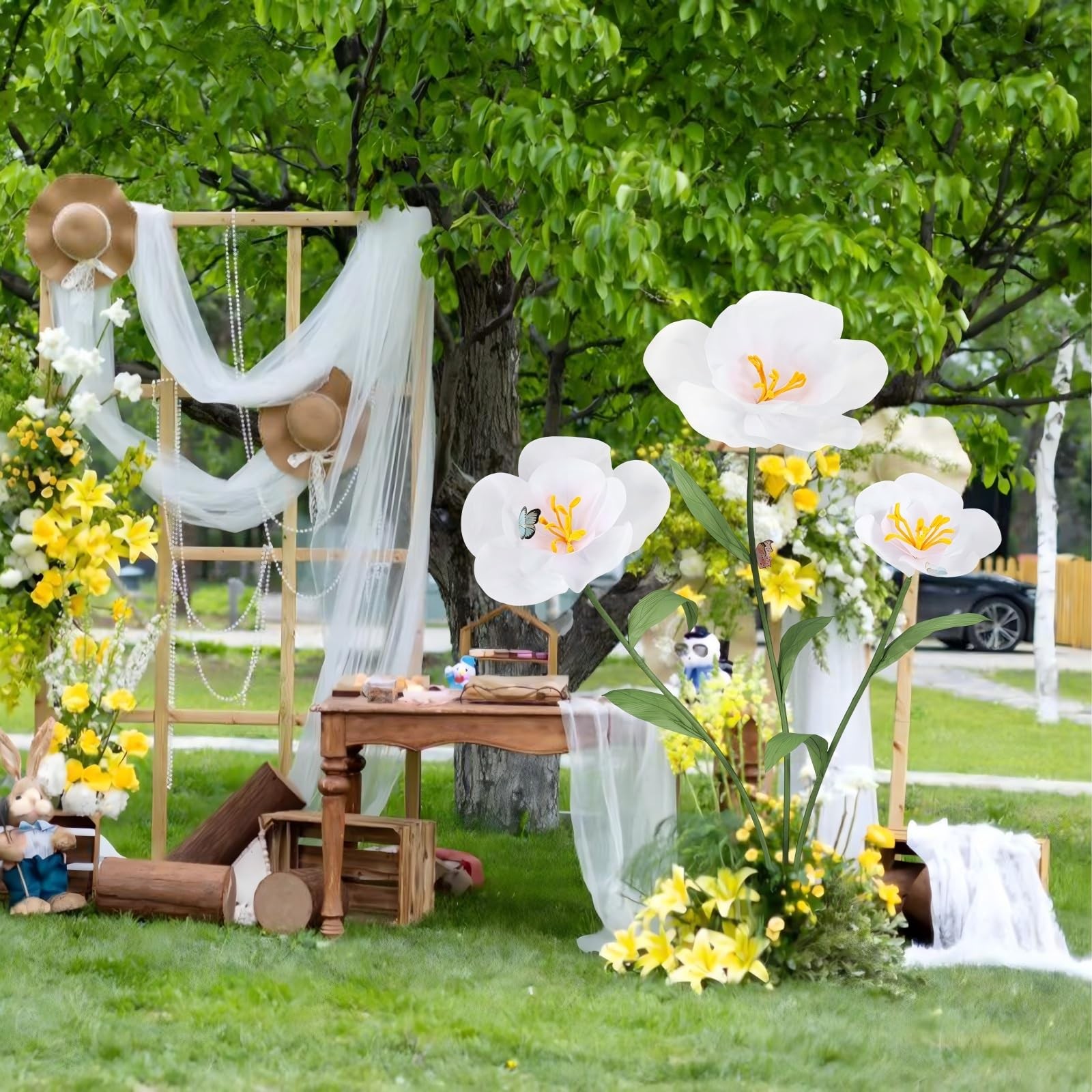 Giant Flowers with Bases and Stems 5.9Ft Large Artificial Floral Decoration