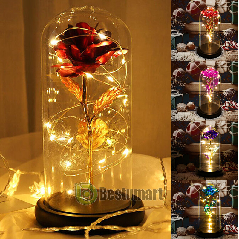 Eternal Rose Eternal Flower LED Glass Light Anniversaries Valentine Gift for Her