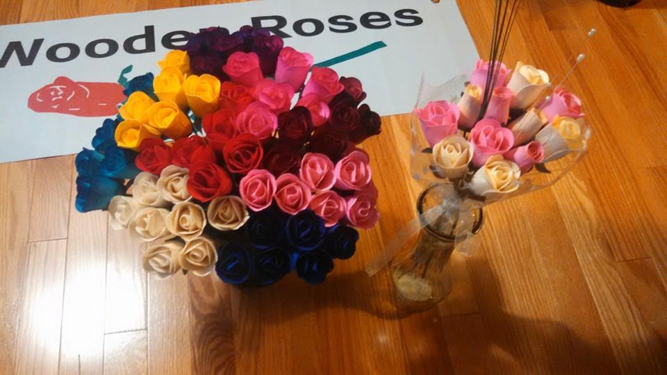1/2 Open Wood Roses (Choose From Pink Colors #2, 4, 9 & 12)