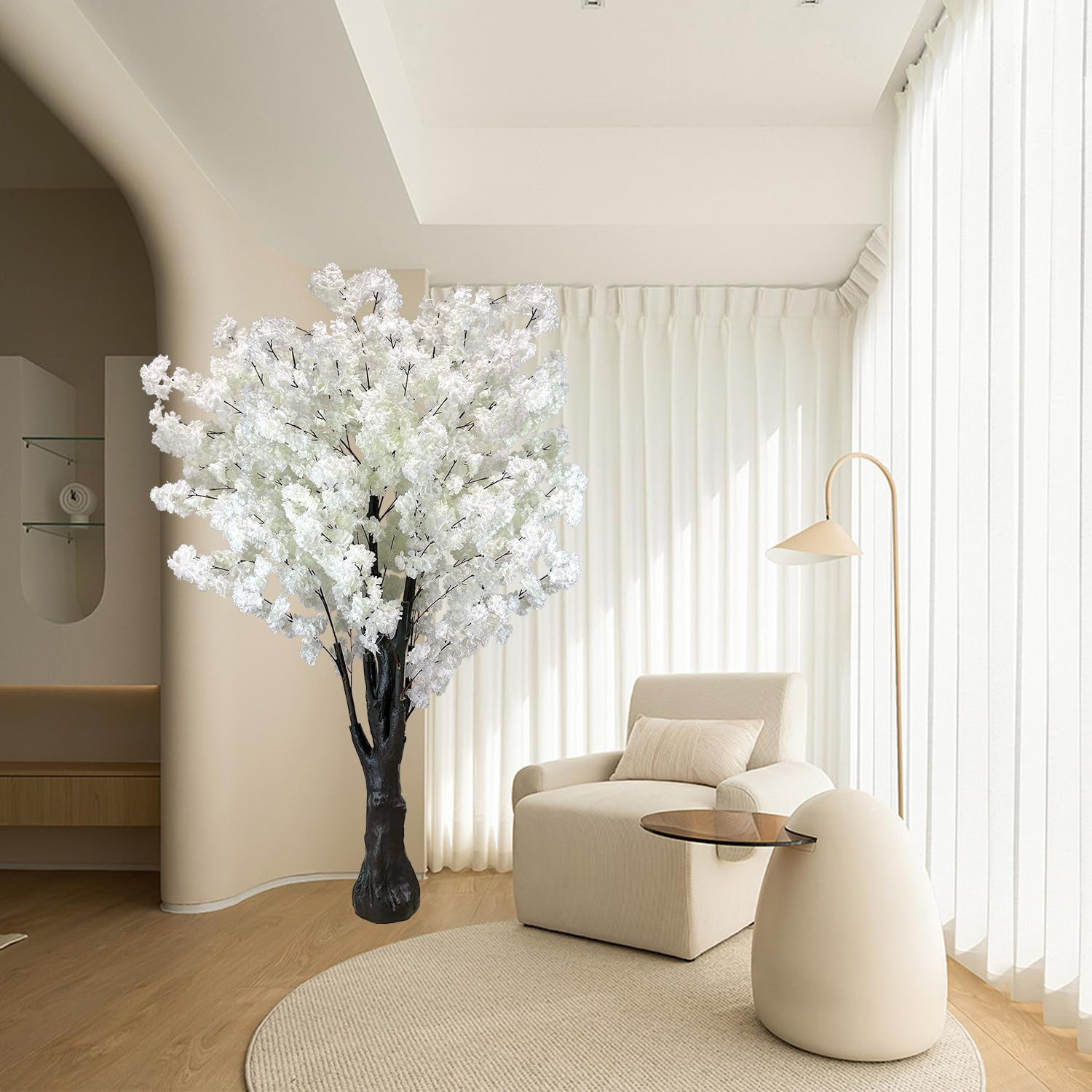 6.5Ft White Artificial Cherry Blossom Tree – Perfect for Home & Weddings
