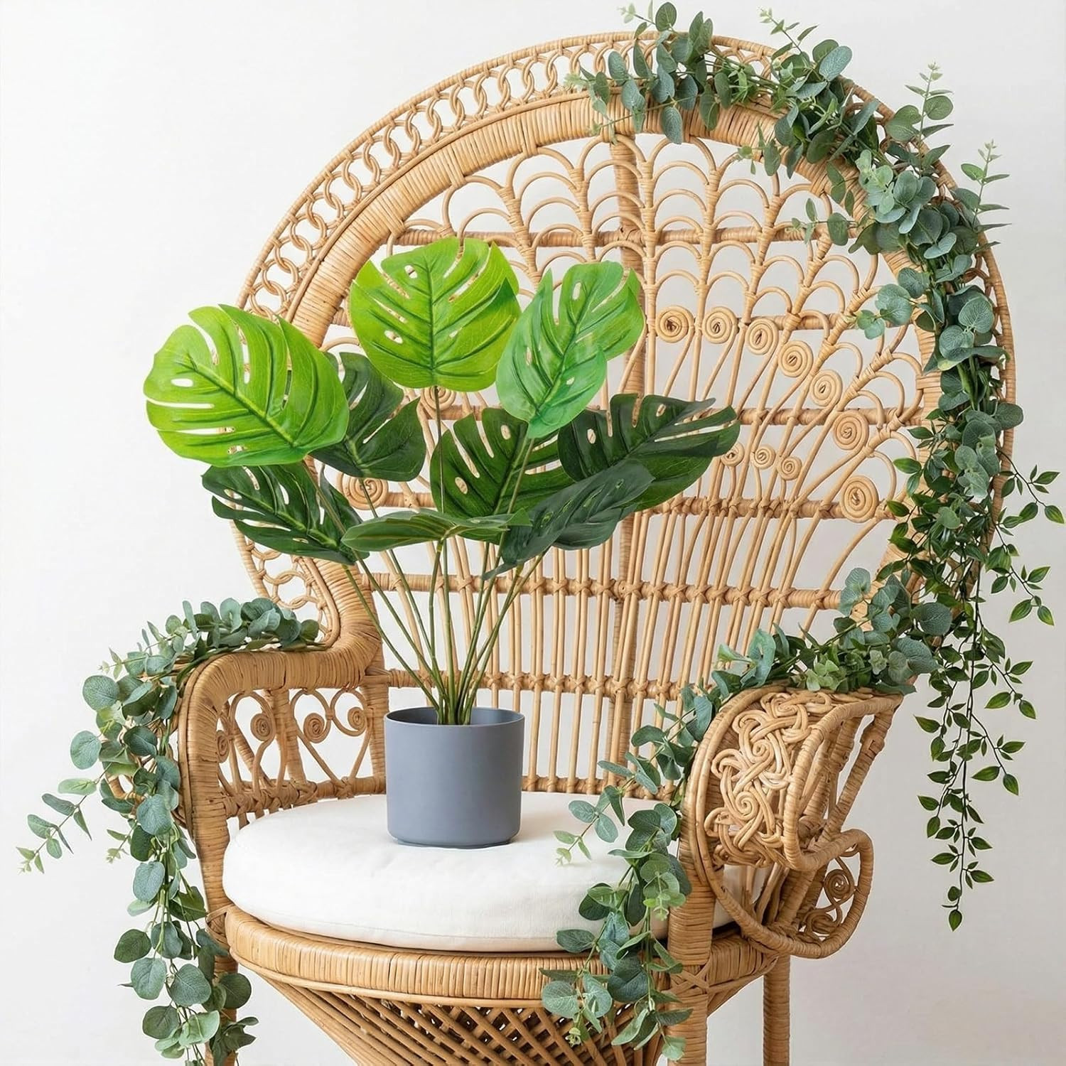 5 Pcs 11 Inch Artificial Potted Tropical Plants Indoor Small Faux Monstera Plant