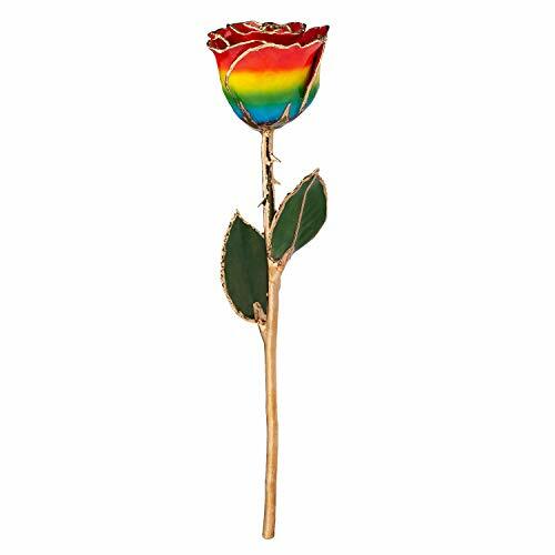 Forever Rose Genuine Real Rainbow Rose, Hand Dipped and Trimmed in 24K Gold