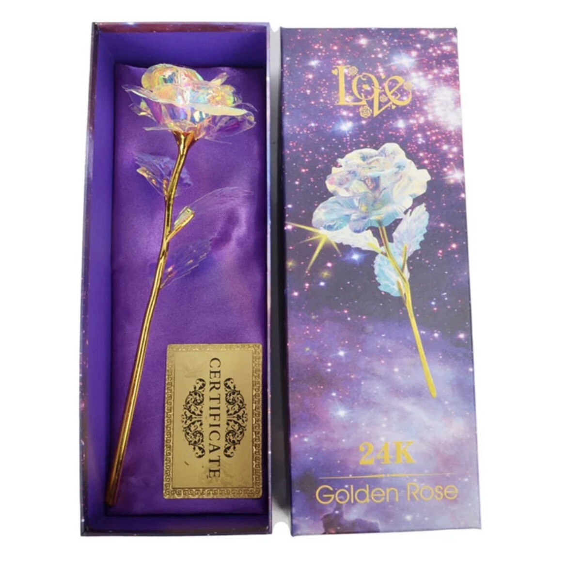24K Gold Foil Rose Flower LED Luminous Galaxy Mother’s Day Thanksgiving Gift