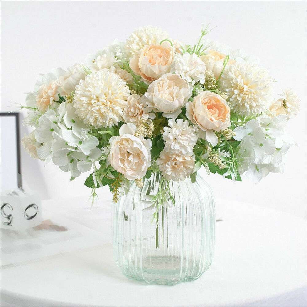 1 or 2 Silk Peony Artificial Fake Flowers Bunch Bouquet Home Wedding Party Decor
