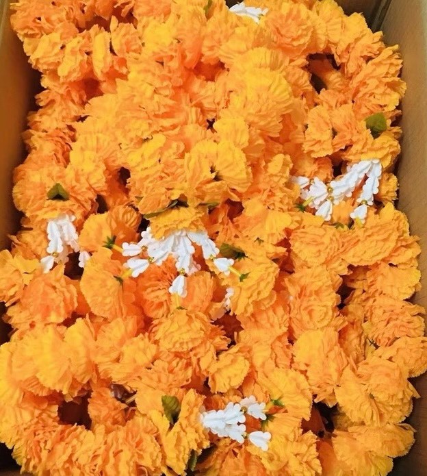 50pcs. Yellow Color Marigold Flower Thai Hindu Garland Worship Holy Spirit Craft