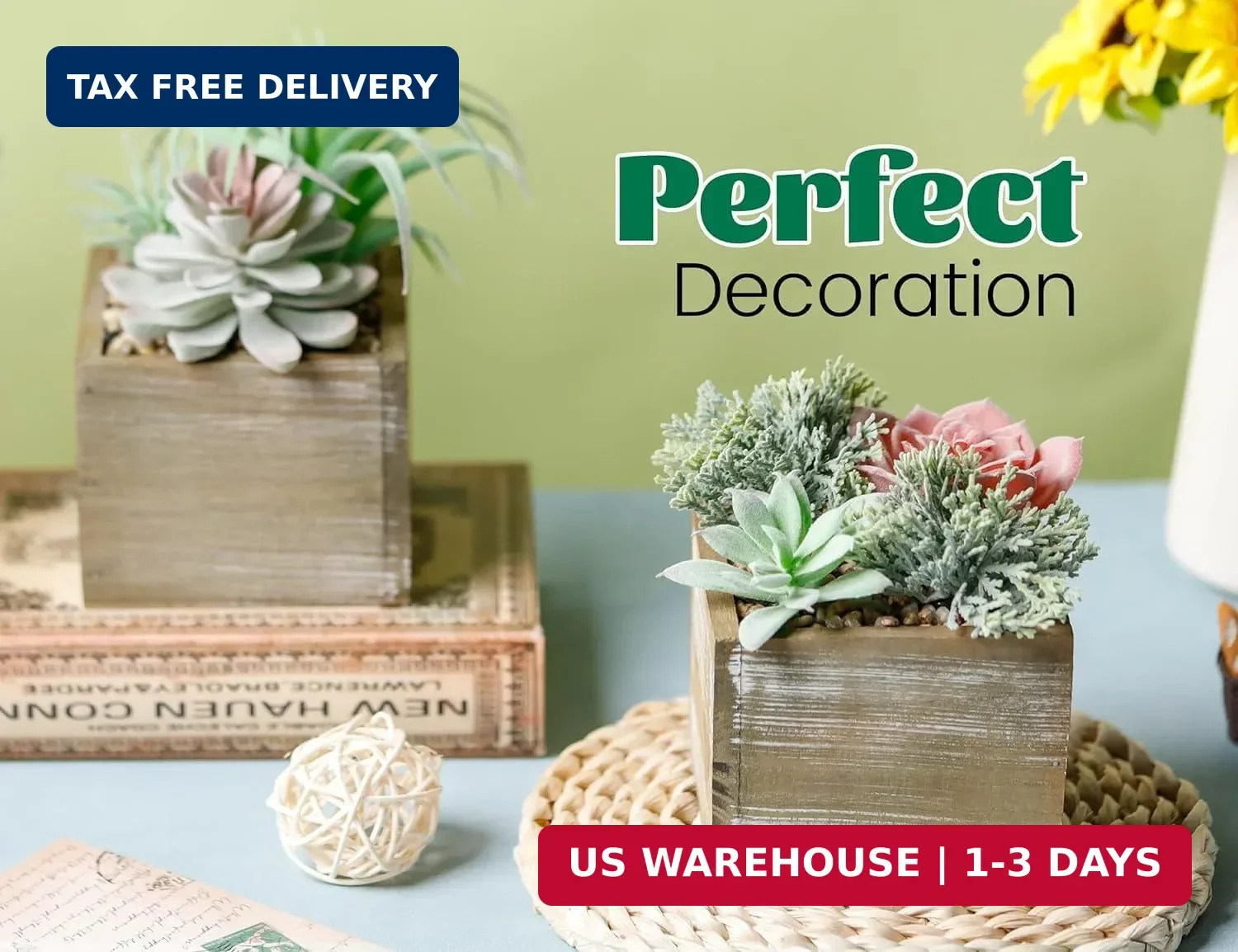 Der Rose 2 Pack Fake Plants Succulents Plants Artificial Cactus Plants in Wood P