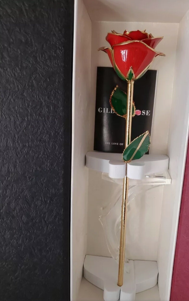 Gilded Rose Red Rose Love Gift Gold Tips Love