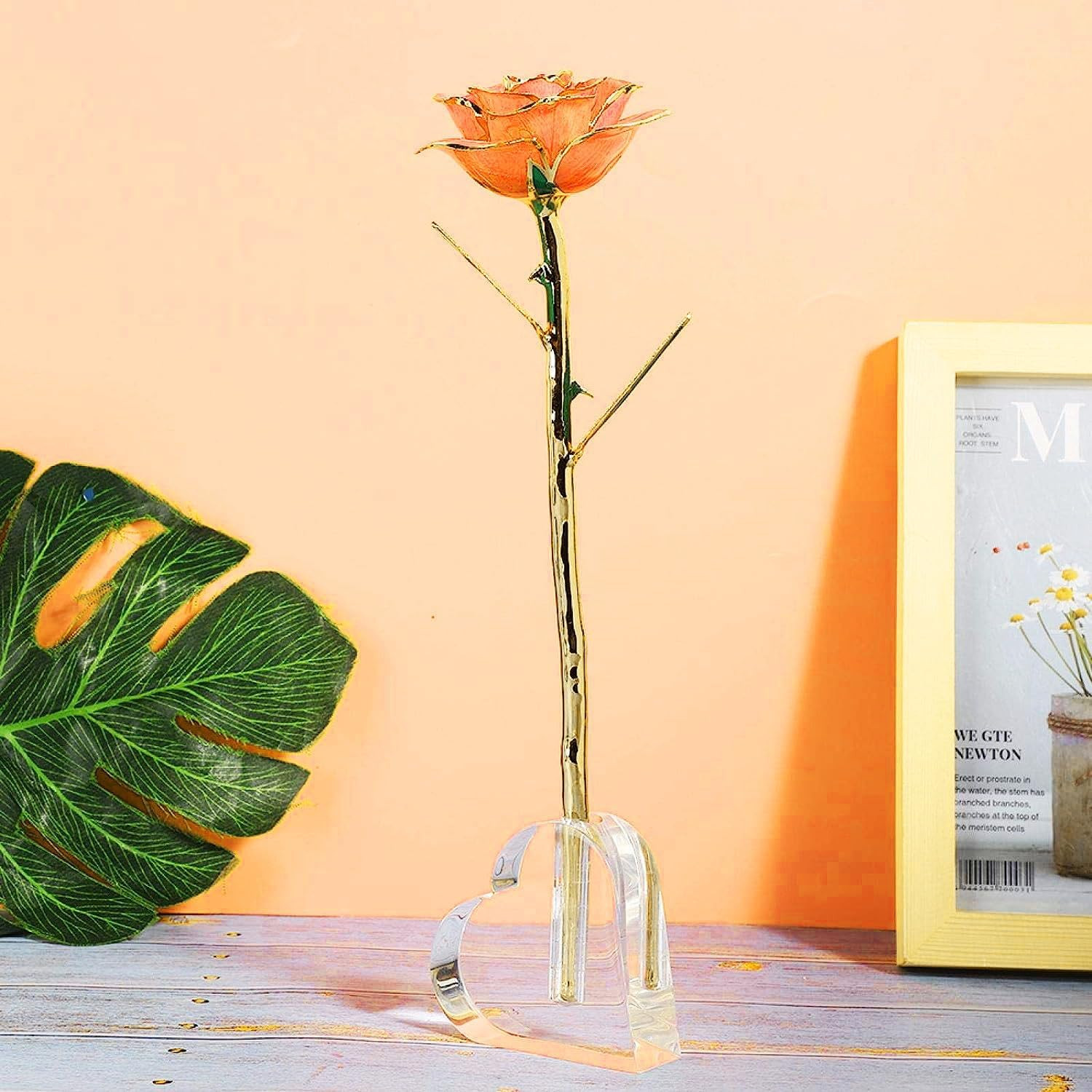 Rose Transparent Display Stand Heart Shaped Acrylic Rose Base Decoration for Sin