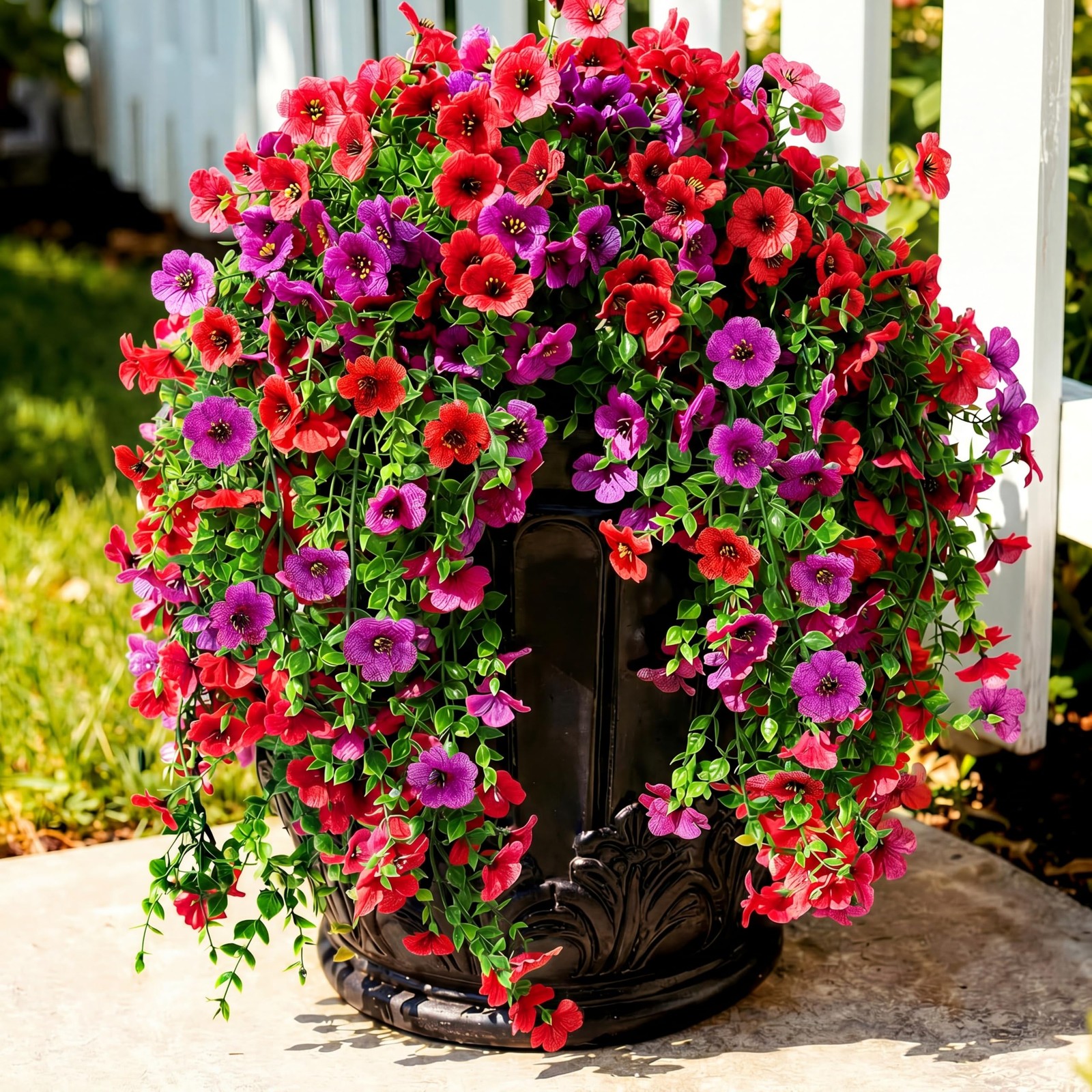 4 Pcs 30In Artificial Hanging Flowers for Outdoor Planter 156 Branches Traili…