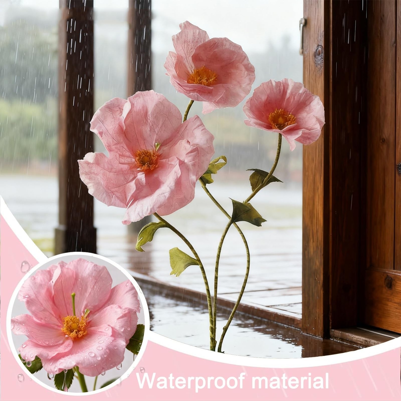 Giant Flowers for Decoration, Pink 3 Pcs Artificial Flowers, Standing Huge Ha…