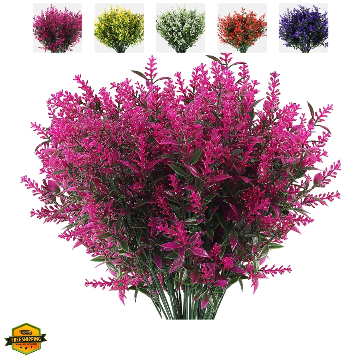 8 Bundles Artificial Flowers Fake Outdoor Plants Faux Lavender Flower Plastic…