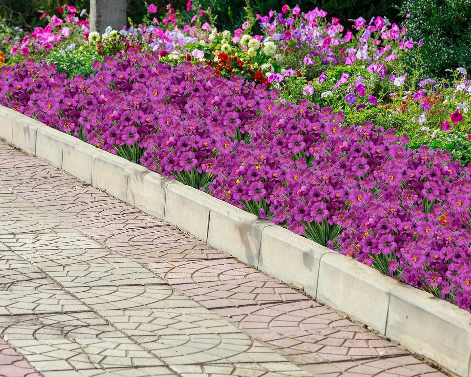 24 Bundles Artificial Flowers for Outdoors Decoration, UV Resistant Purple Si…