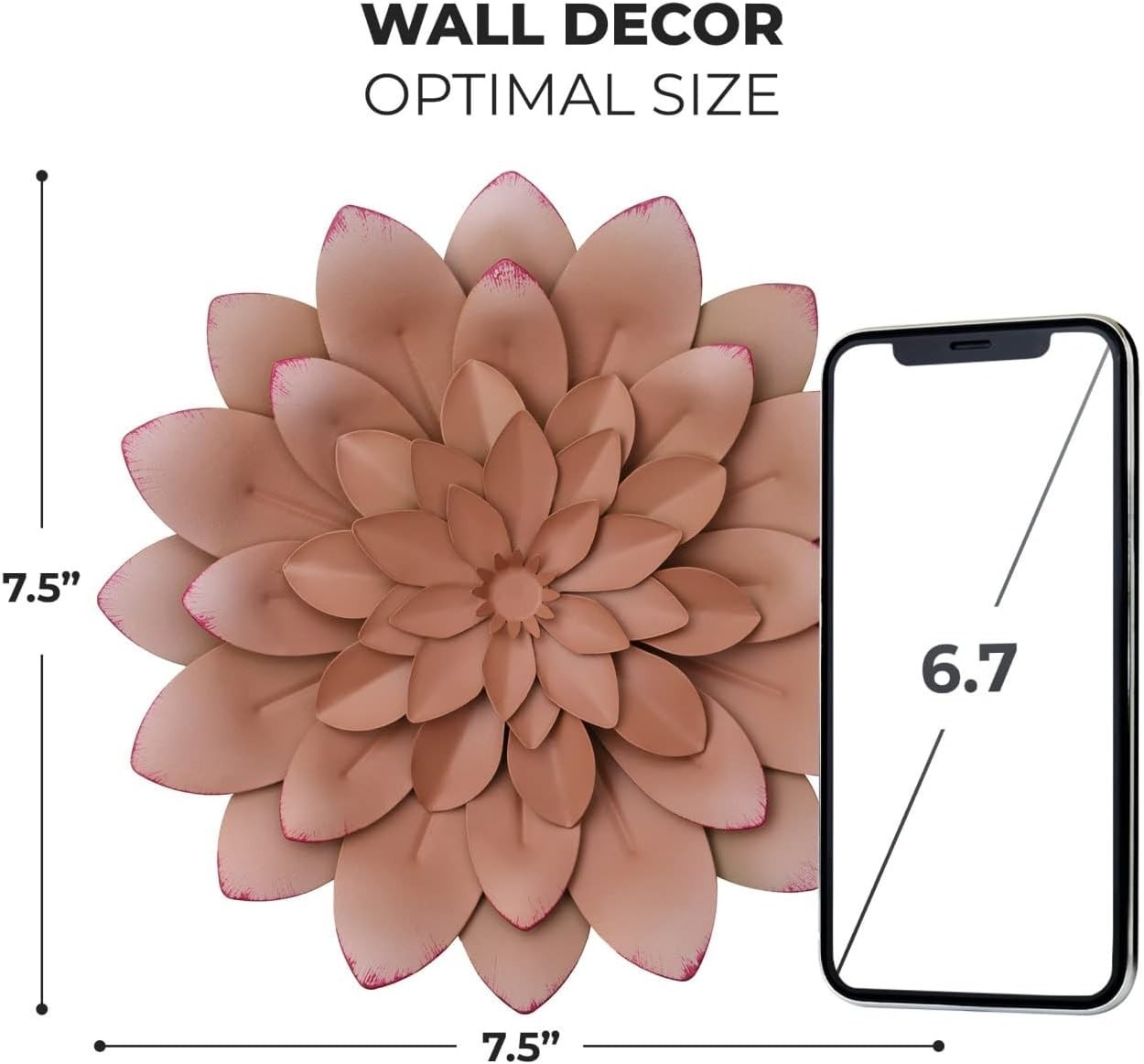 Succulent Metal Flowers Wall Decor – Pink, Hand Painted, 3D Flower Art Decora…