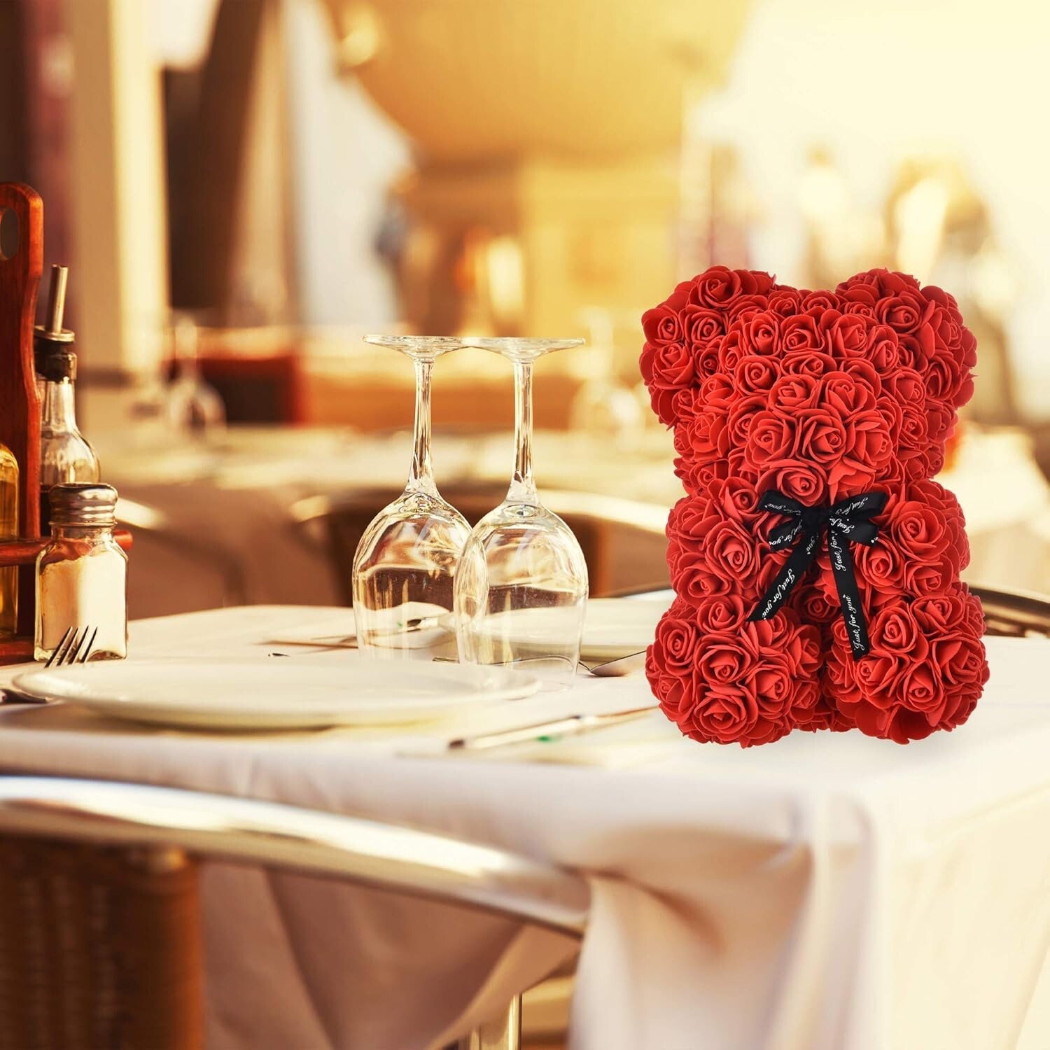 Lovely Big Red Rose Flower Bear Toys Ornaments Gifts