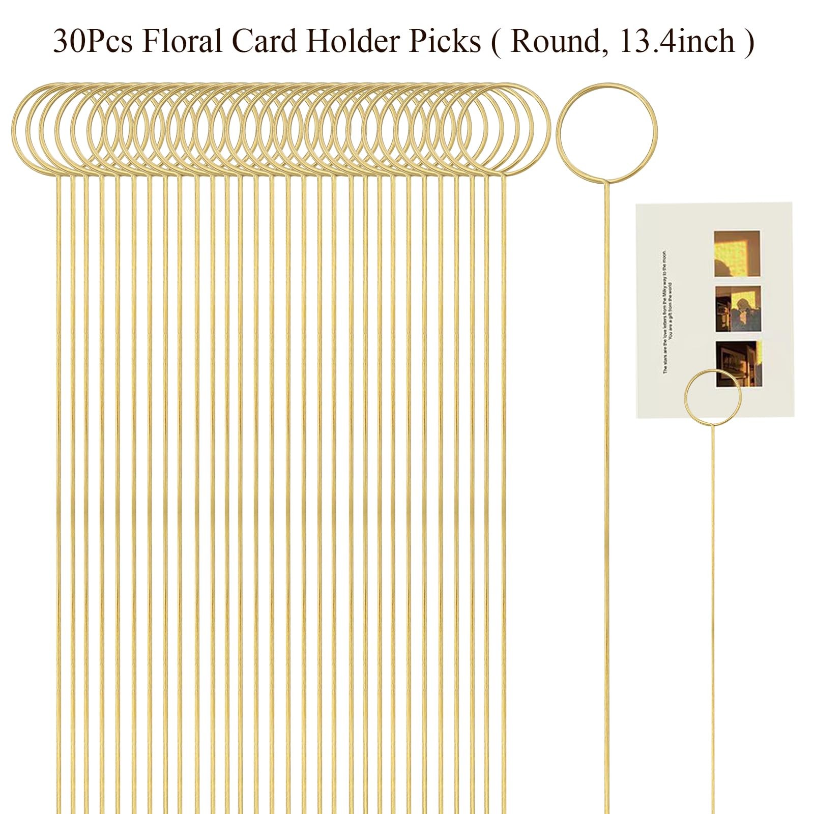 30Pcs Floral Picks, Golden 13.4inch Metal Wire Flower Plant Place Sticks Gift…