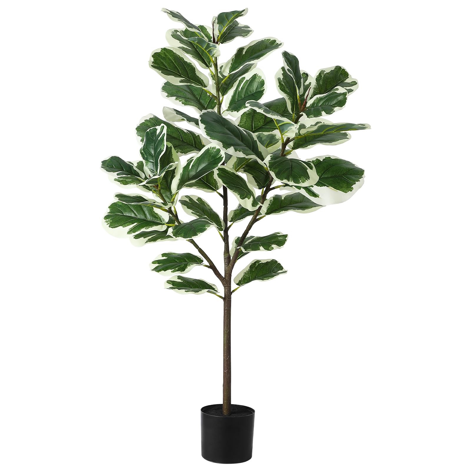 4.3ft Green Artificial Ficus Tree Plant in Pot with 46 Leaves for Indoor Outdoor