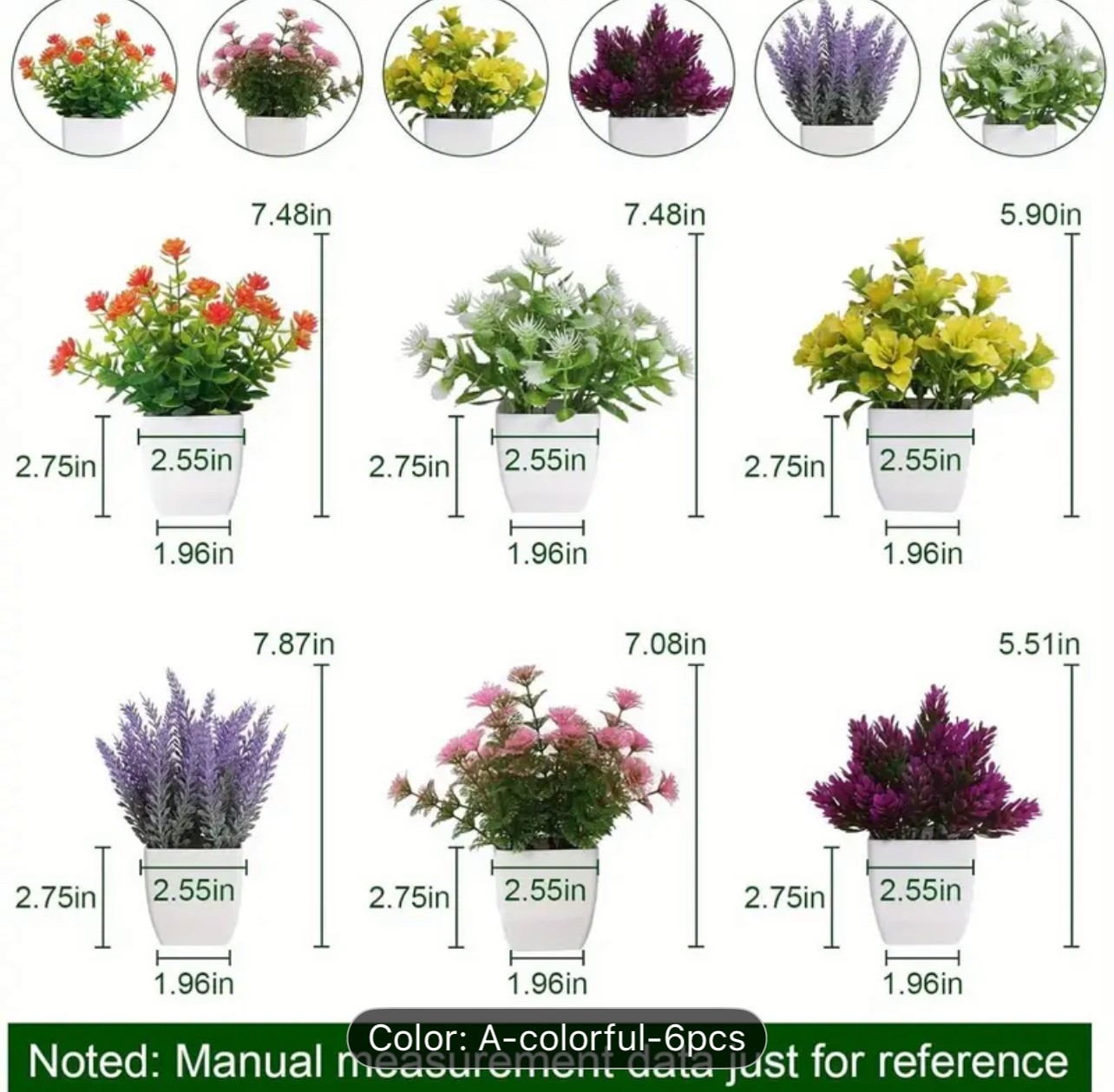 6 Sets Of Artificial Flower Pots For Office And Home Decoration